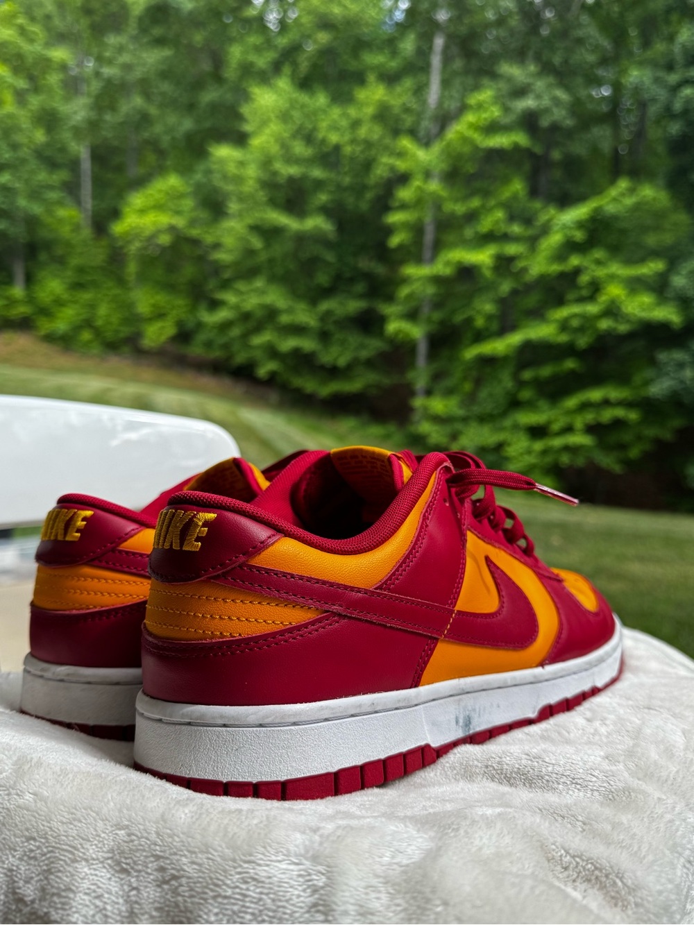 Nike Dunks in Red and Orange